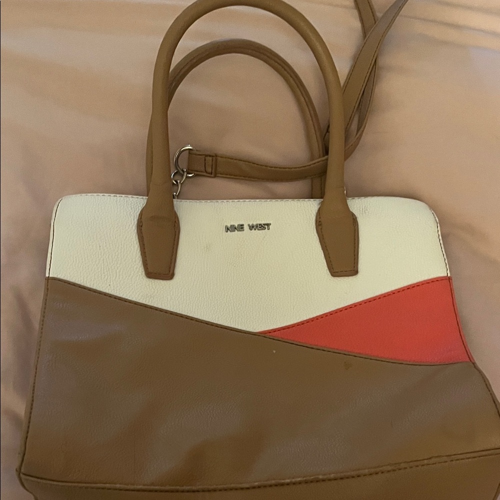 Nine West Tan and Red Satchel